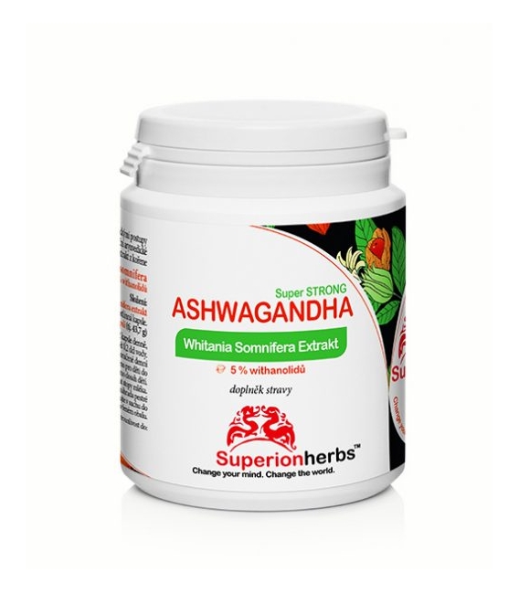 Ashwagandha – Superionherbs, Ašvaganda Withania Somnifera Extrakt 90 kps x 500 mg